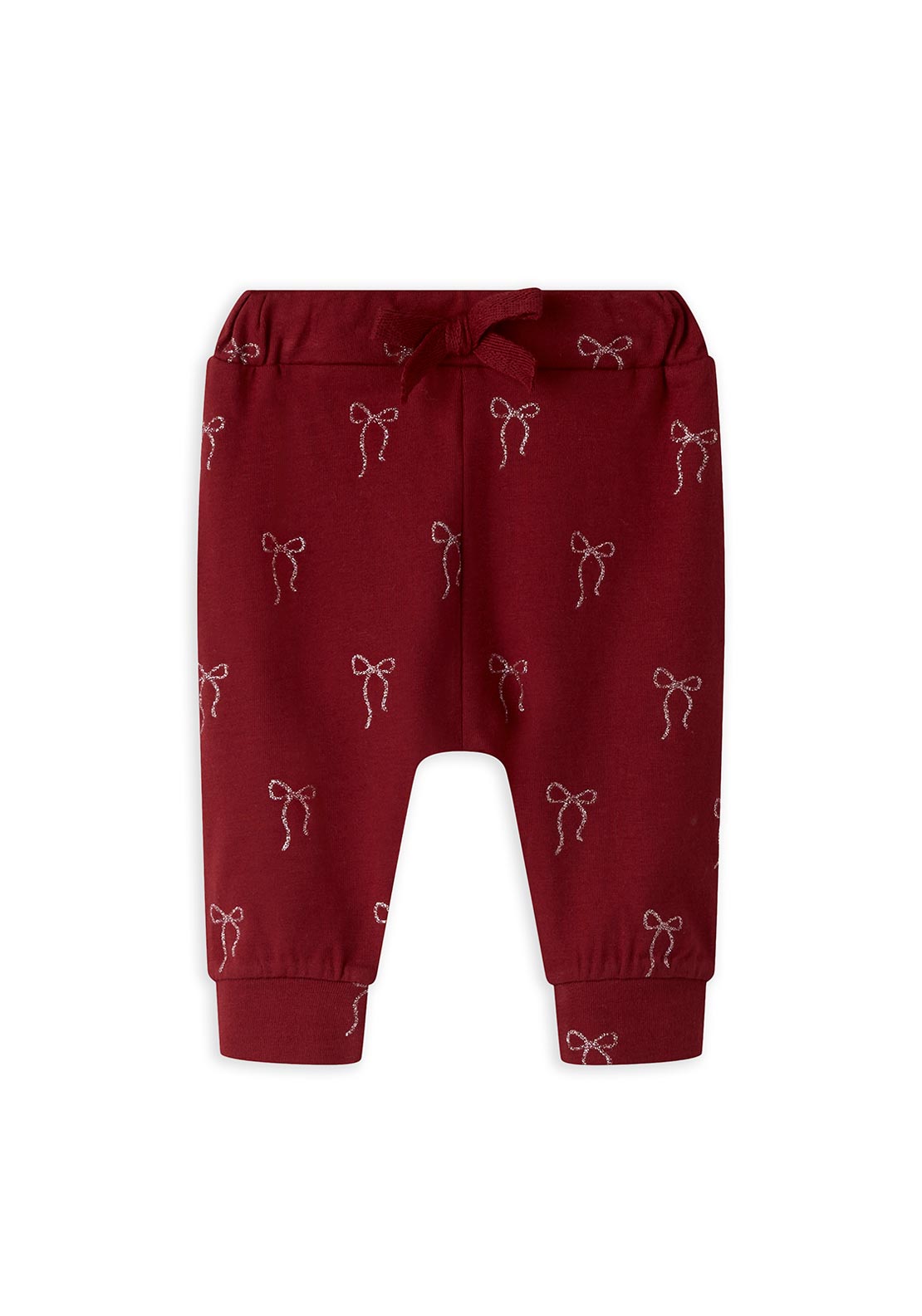 Name It Baby Girl Ratia Glitter Bow Sweat Pant, Red