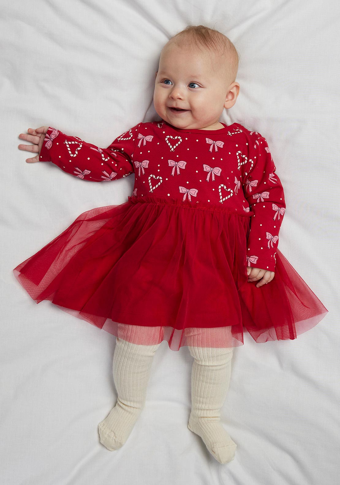 Name It Baby Girl Ri Long Sleeve Christmas Dress, Red