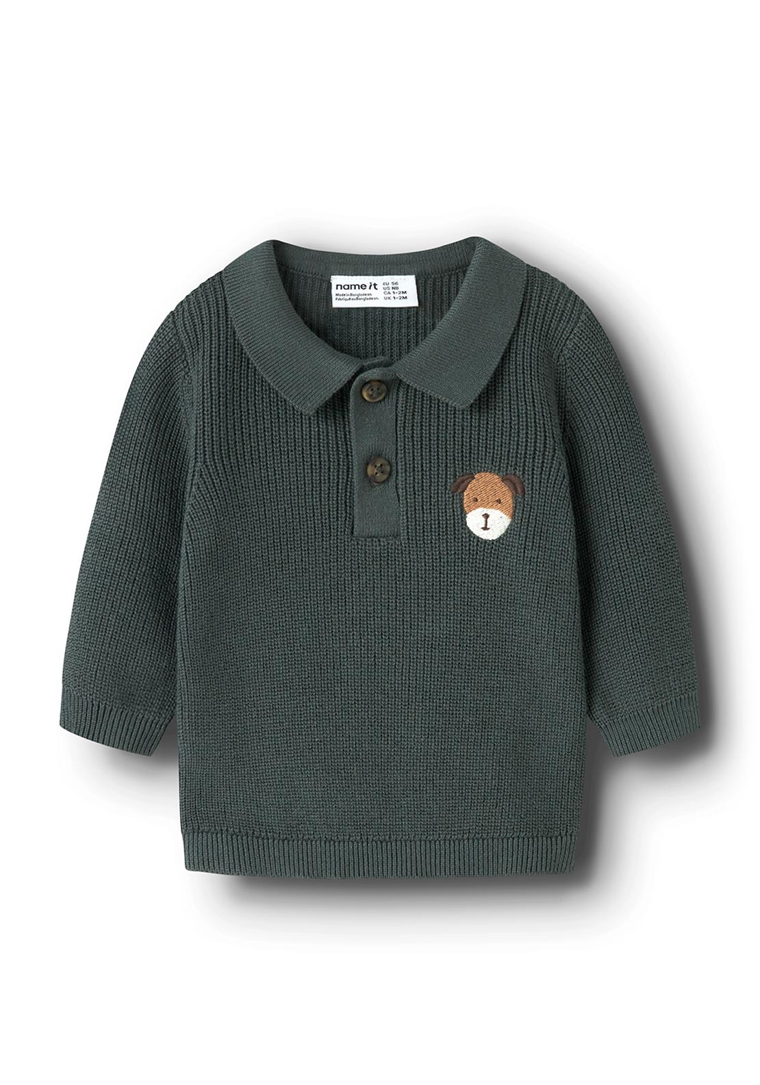 Name It Baby Boy Tant Long Sleeve Polo, Green