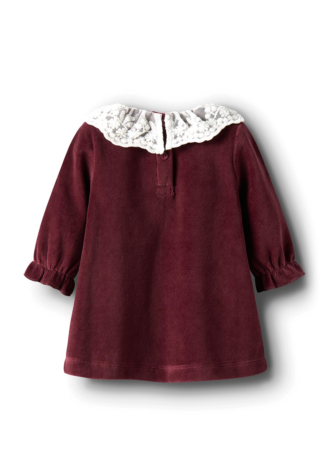 Name It Baby Girl Roxy Long Sleeve Velour Dress, Wine