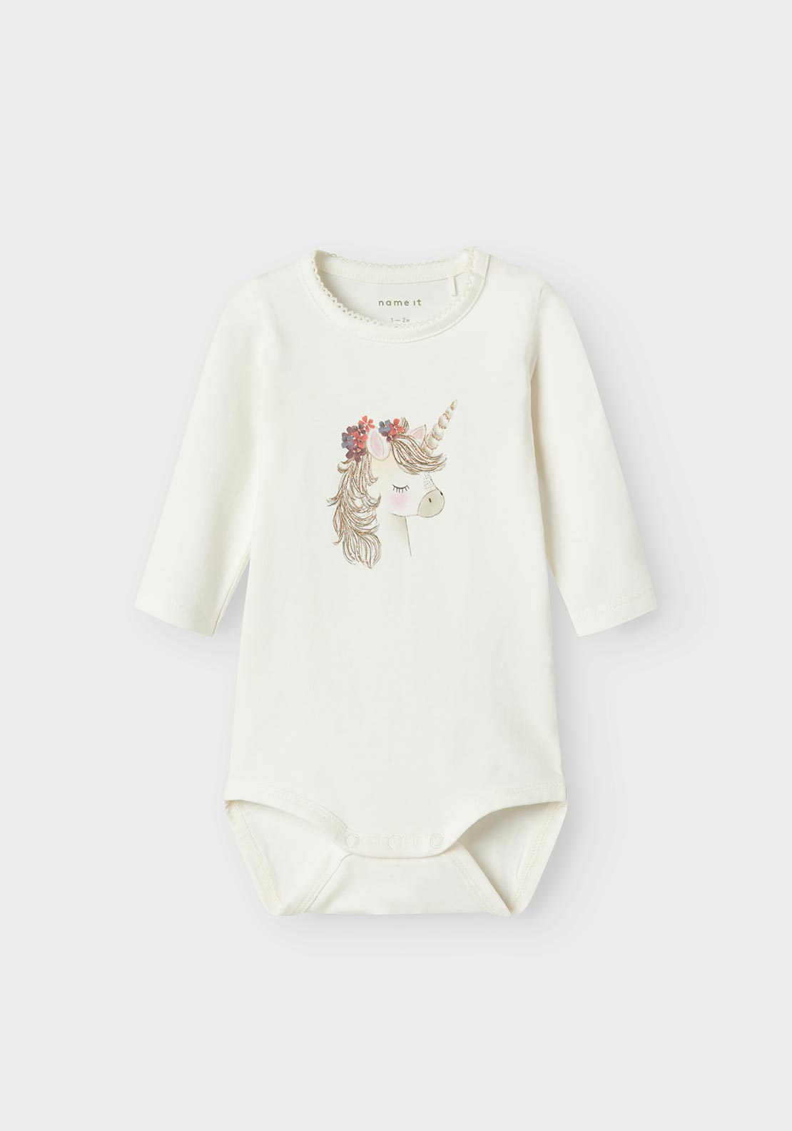 Name It Baby Girl Unicorn Long Sleeve Body, White