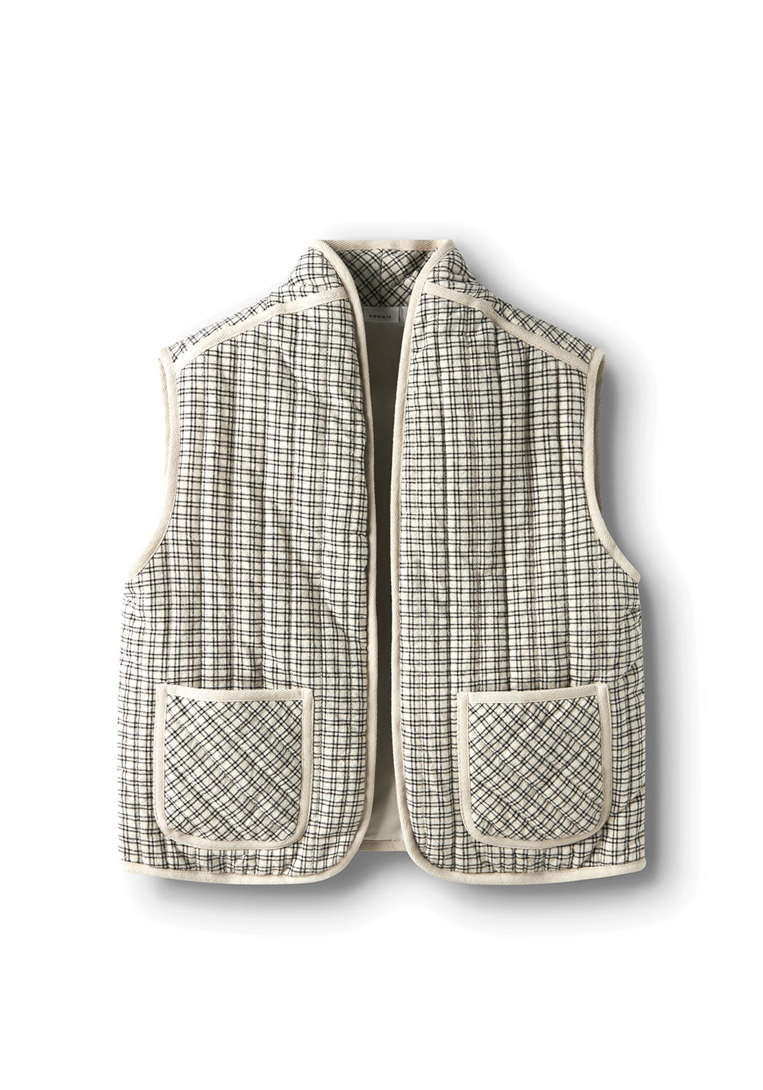 Name It Kid Girl Tecka Check Waistcoat, Beige