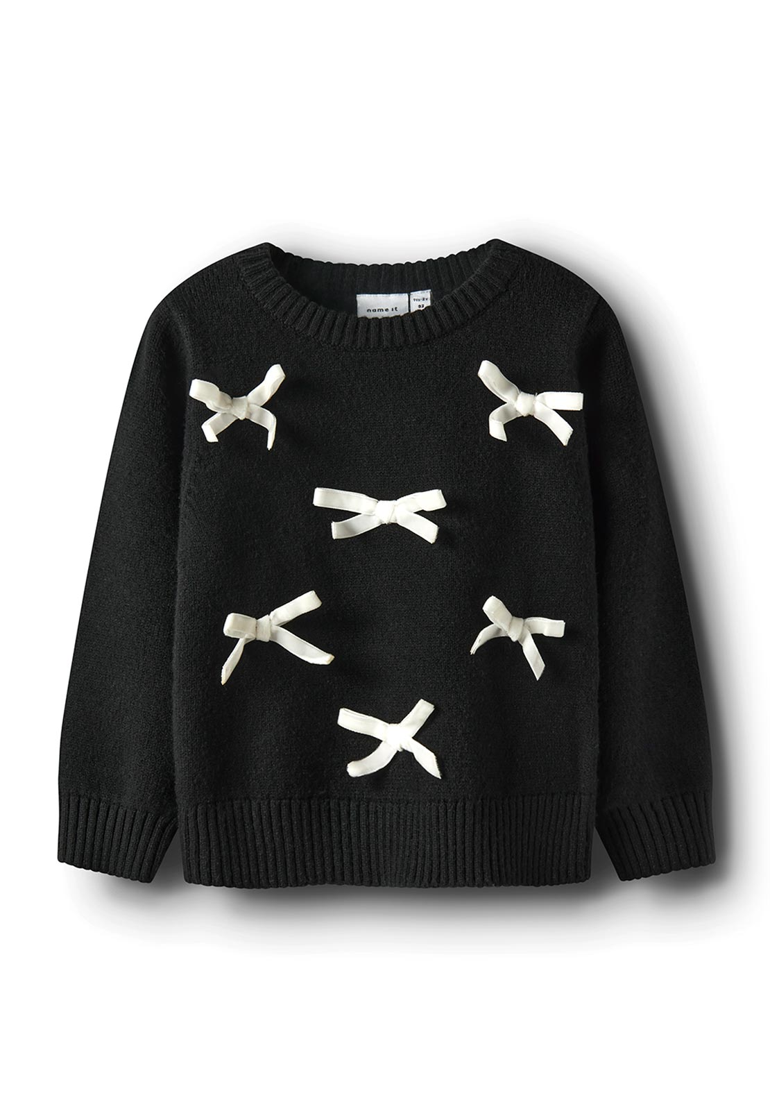 Name It Mini Girl Ronja Long Sleeve Knit Jumper, Black