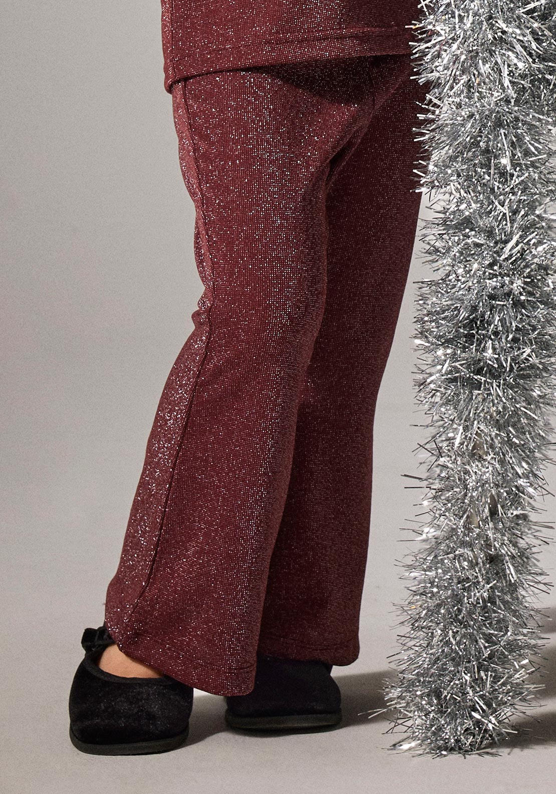 Name It Mini Girl Roisin Glitter Flare Trouser, Wine