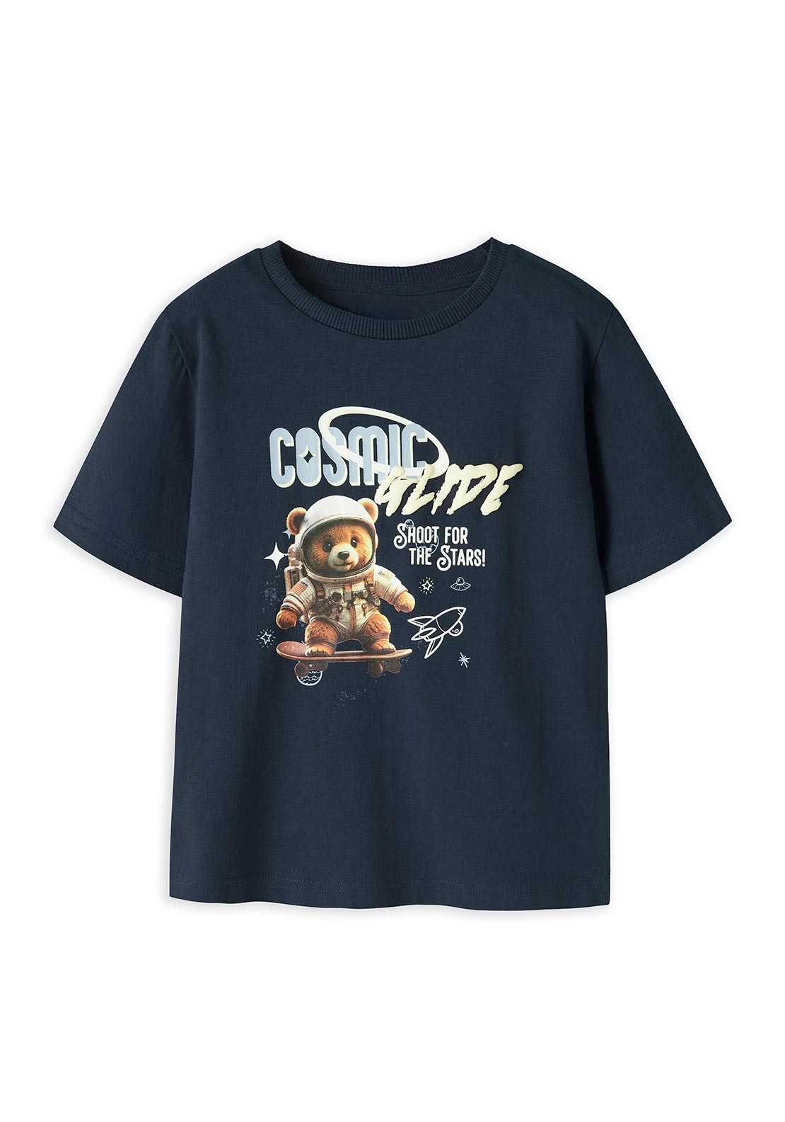 Name It Mini Boy Difus Space Teddy Short Sleeve Tee, Navy