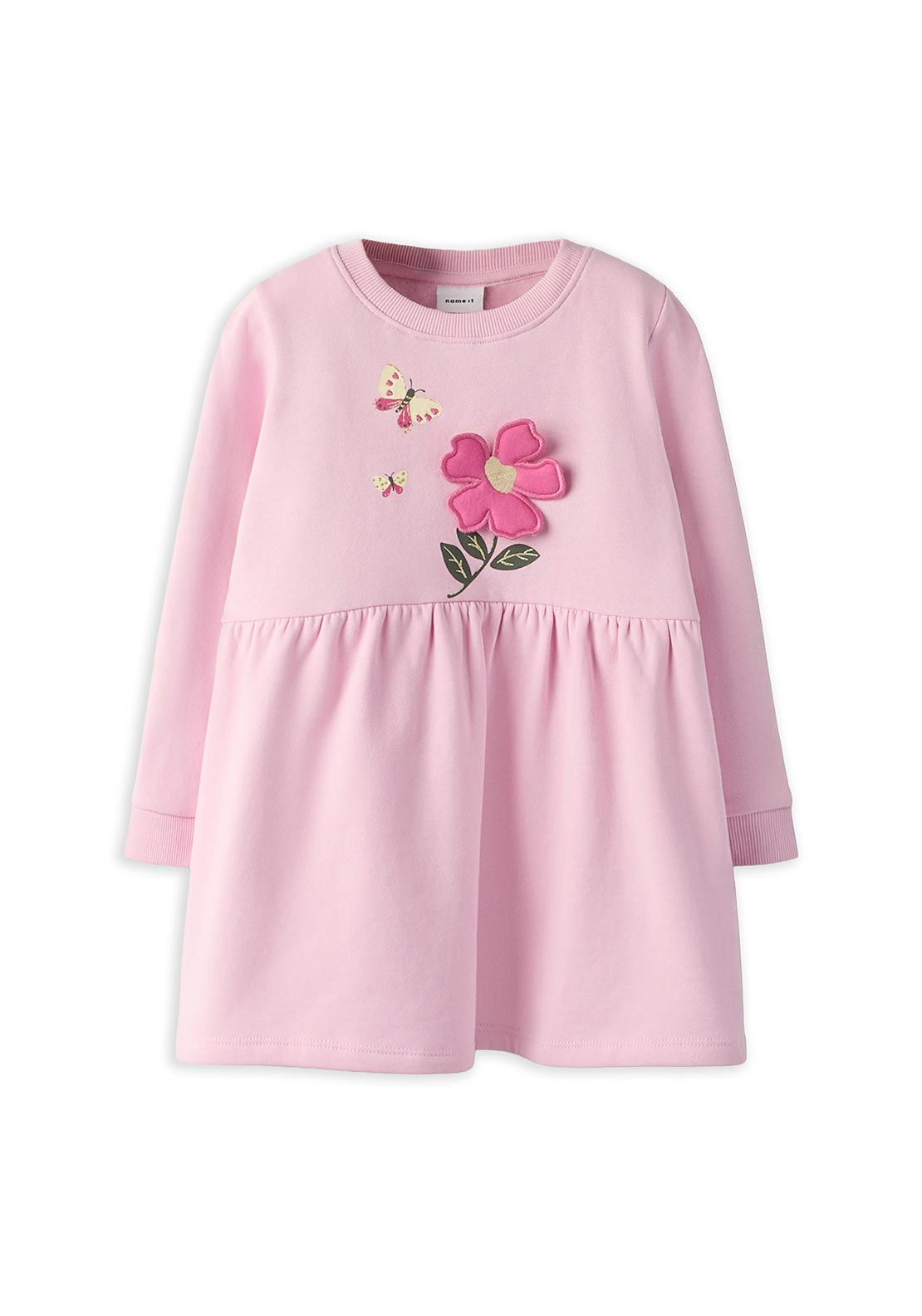 Name It Mini Girl Driva Long Sleeve Floral Dress, Pink