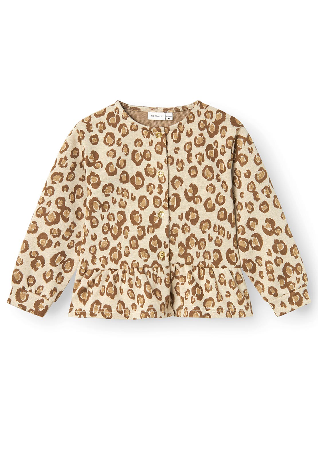 Name It Mini Girl Soleo Animal Print Cardigan, Summer Sand