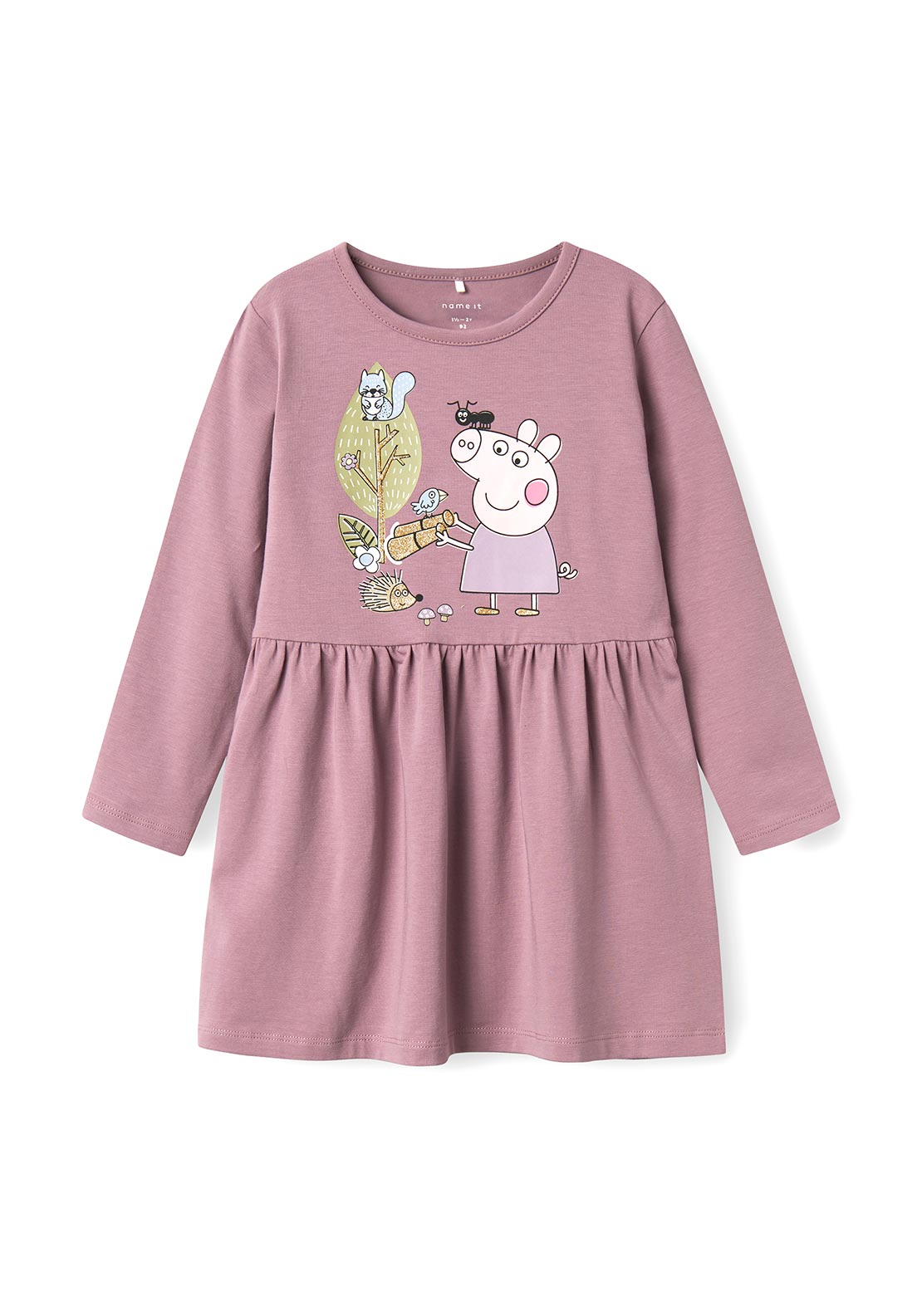 Name It Mini Girl Dyffi Peppa Long Sleeve Dress, Elderberry