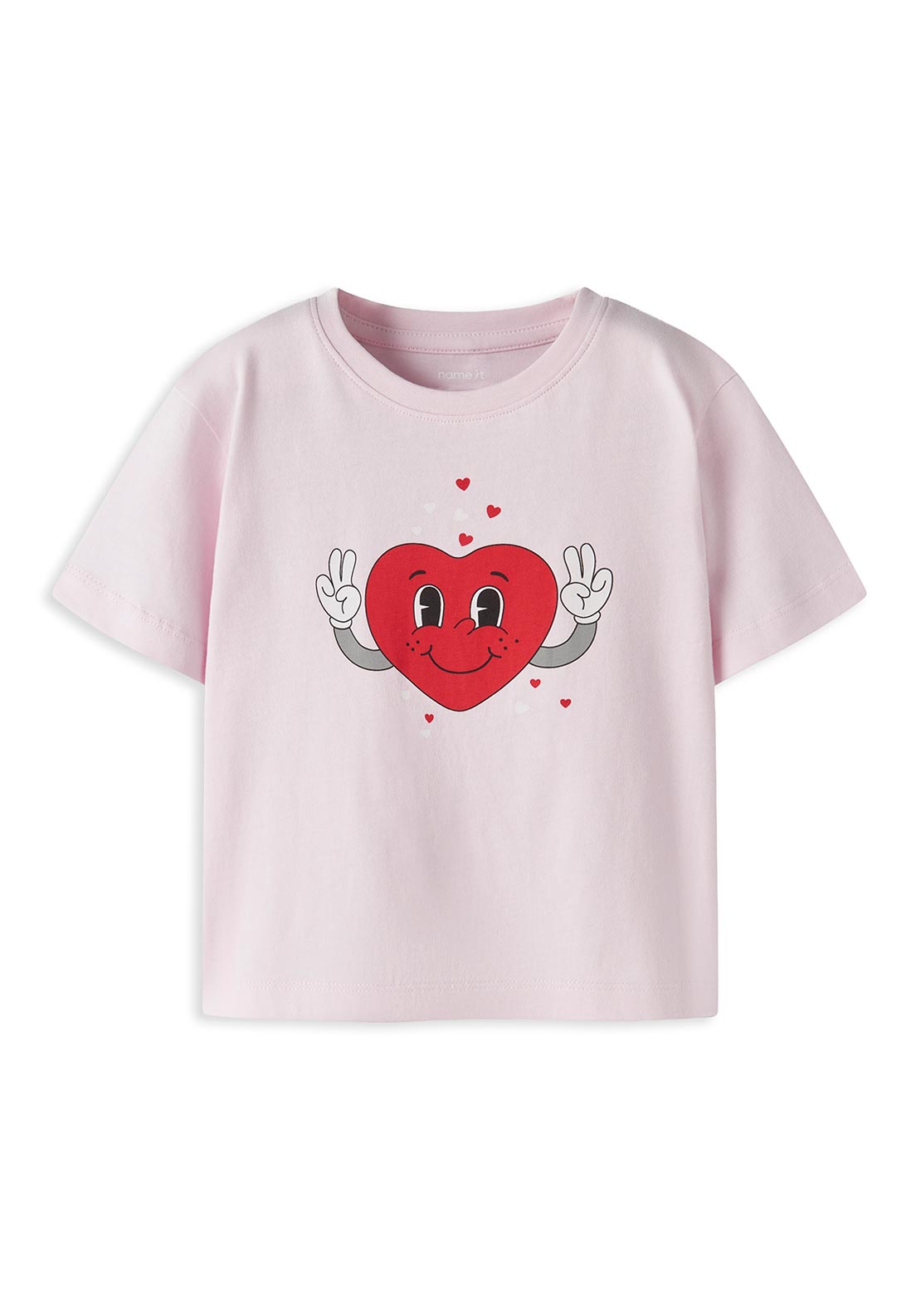 Name It Mini Girl Heart Short Sleeve Tee, Pink
