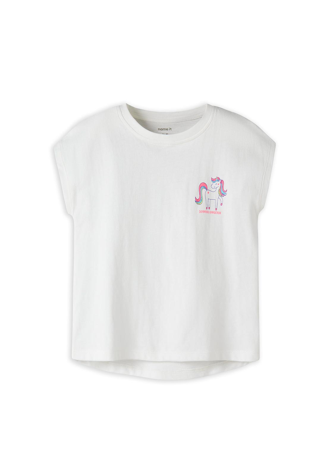 Name It Mini Girl Varutti Unicorn Loose Top, White