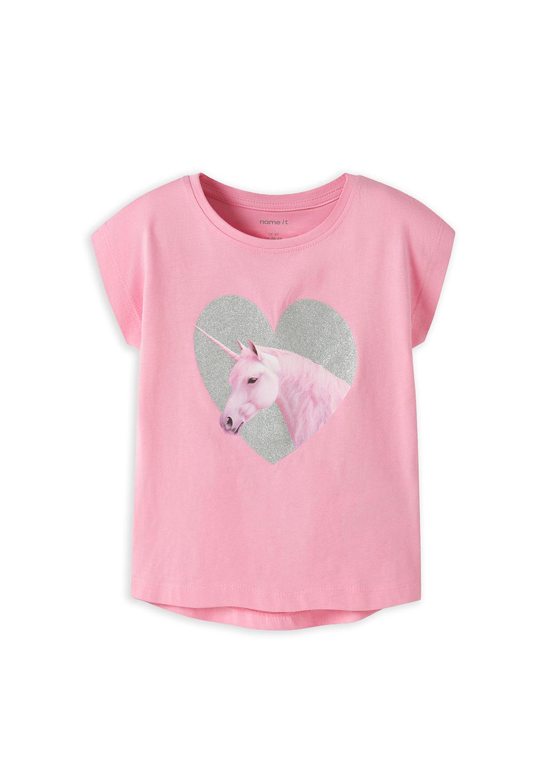 Name It Mini Girl Votia Unicorn Short Sleeve Tee, Pink
