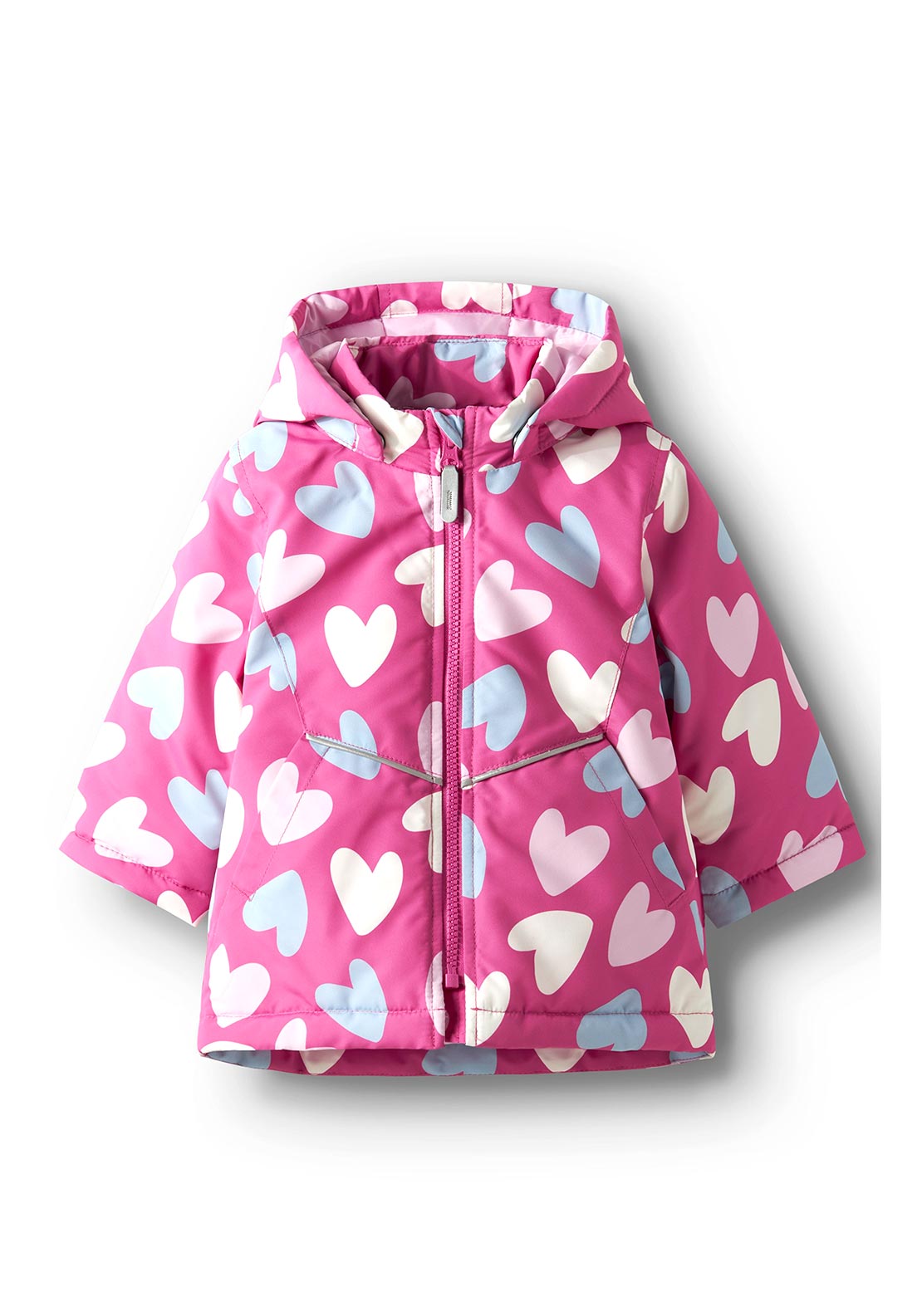 Name It Mini Girl Maxi Hearts Hooded Coat, Pink
