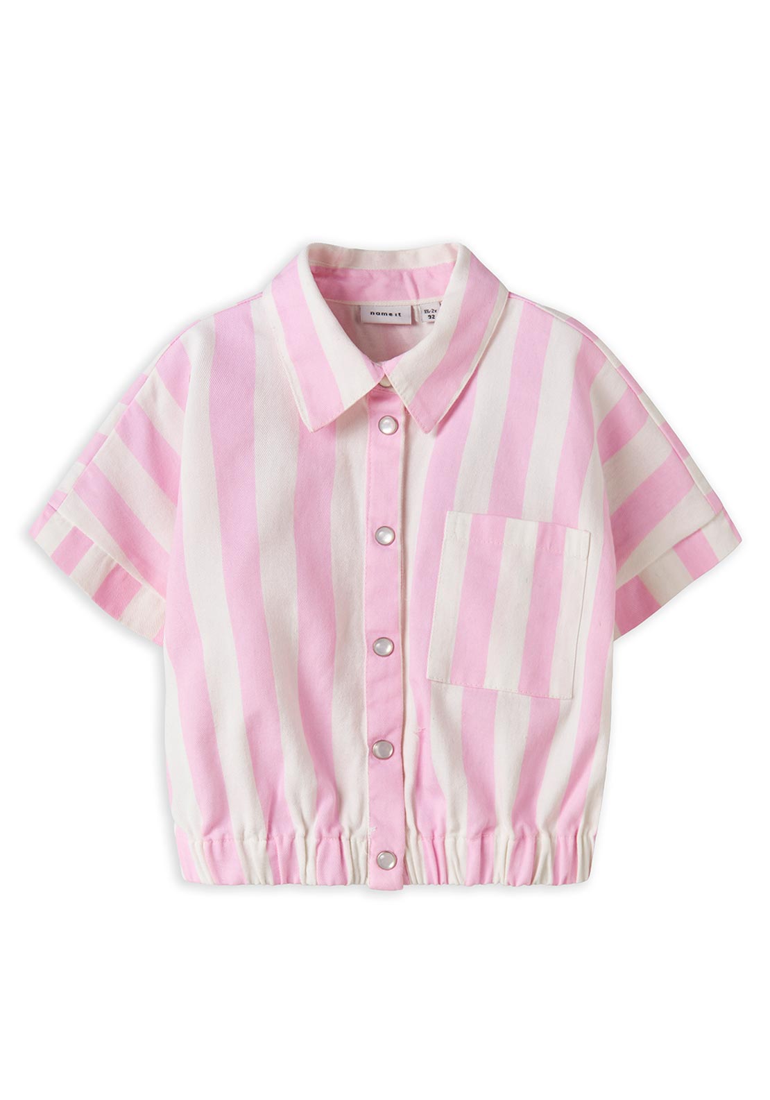 Name It Mini Girl Friba Stripe Short Sleeve Shirt, Pink