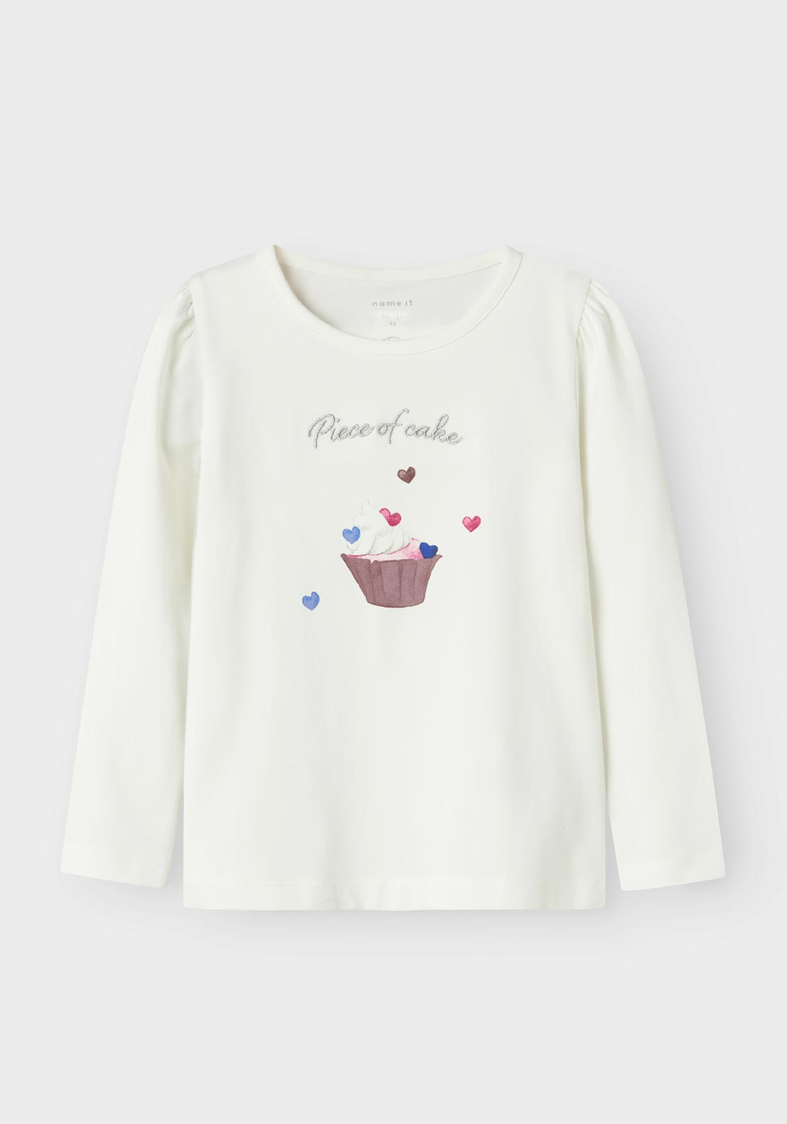 Name It Mini Girl Netta Cupcake Long Sleeve Top, White