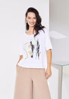 Naya Abstract Placement Print Top, White