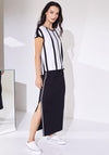 Naya Contrast Trim Slit Leg Midi Skirt, Black & White