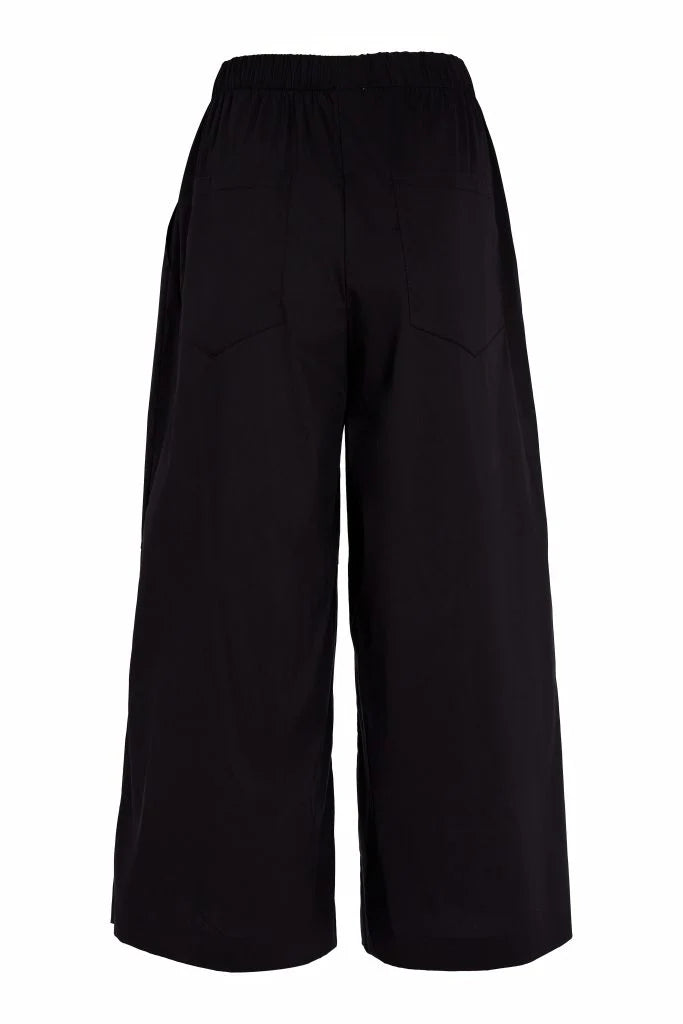 Naya Side Pocket Crop Wide Leg Trousers, Black