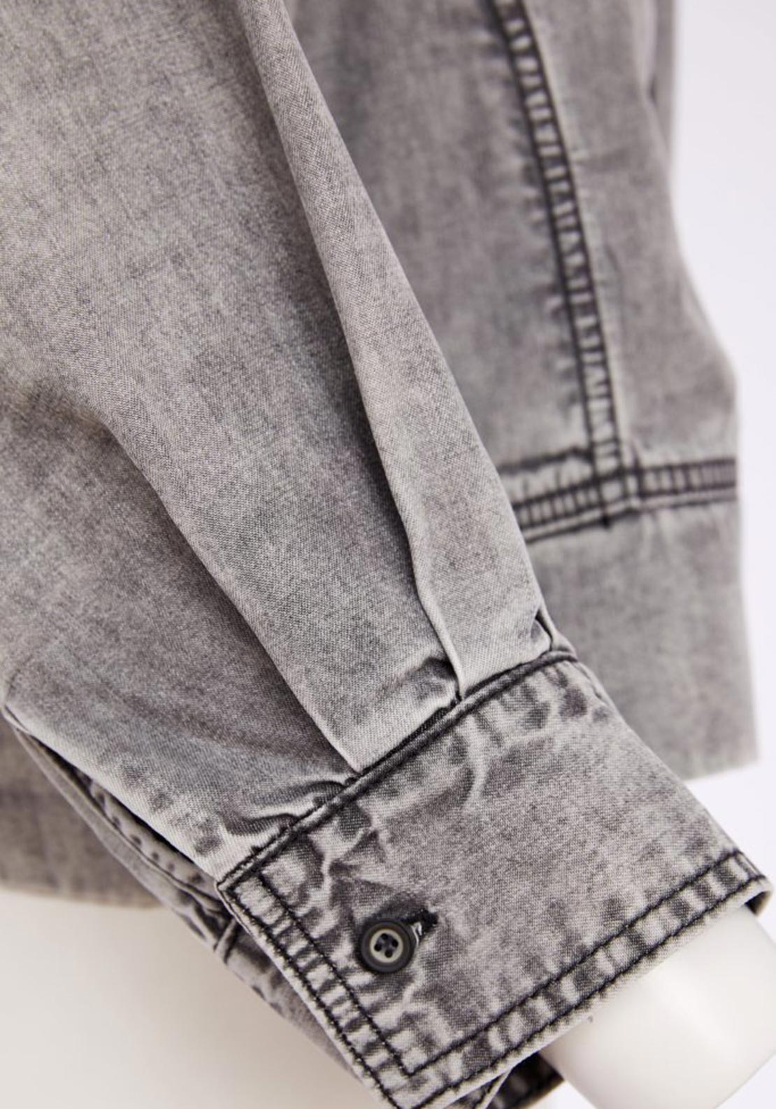 Naya Washed Effect Tencel With Button Closing Jacket, Grey