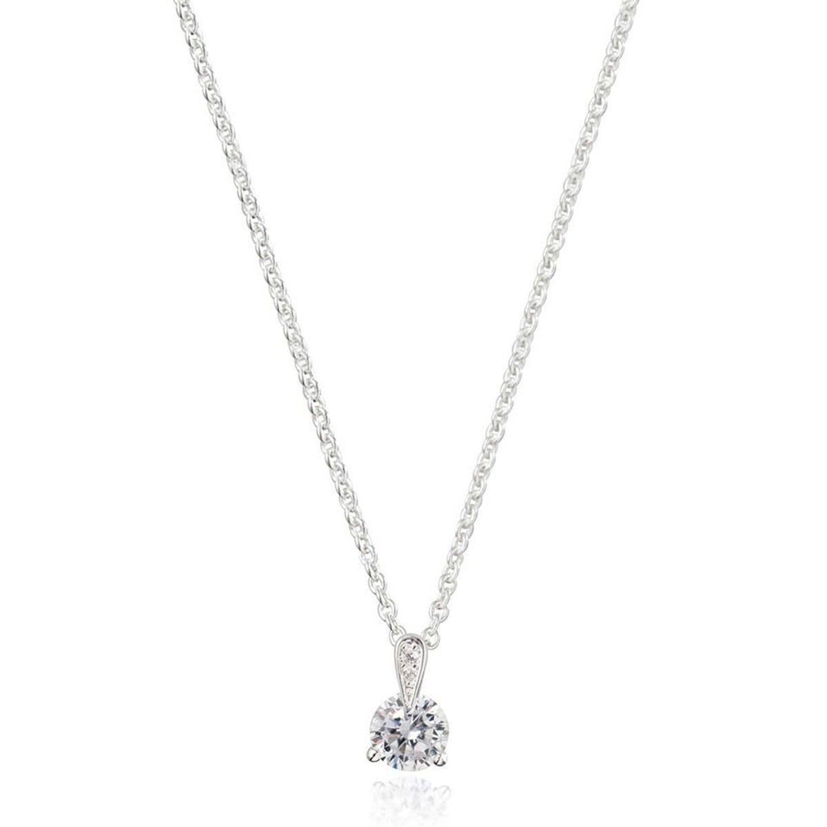 Newbridge CZ Solitaire Pendant Necklace, Silver