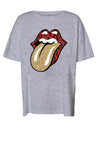 Noisy May Ida Glitter Rolling Stone T-Shirt, Light Grey