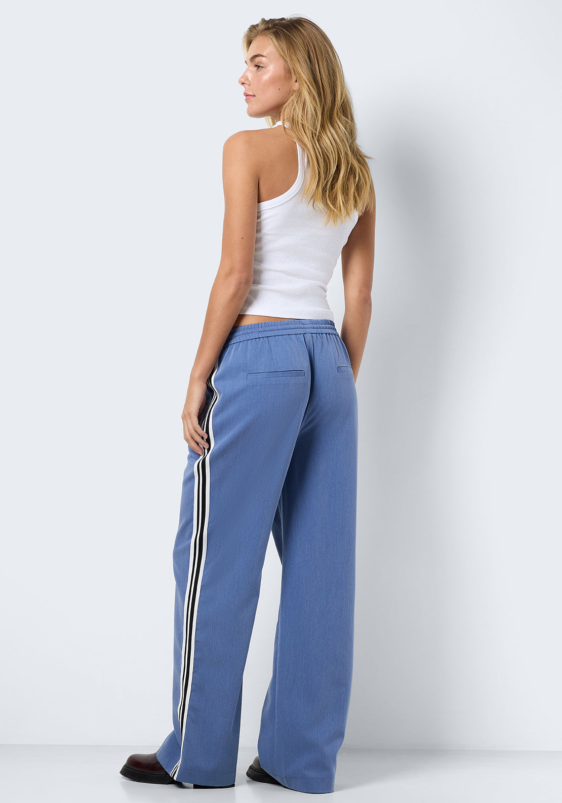 Noisy May Jess Side Stripe Trousers, Blue