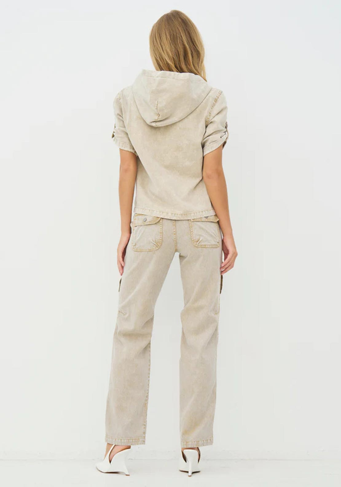 Nu Denmark Patch Work Stretchy Wide Leg Jeans, Beige