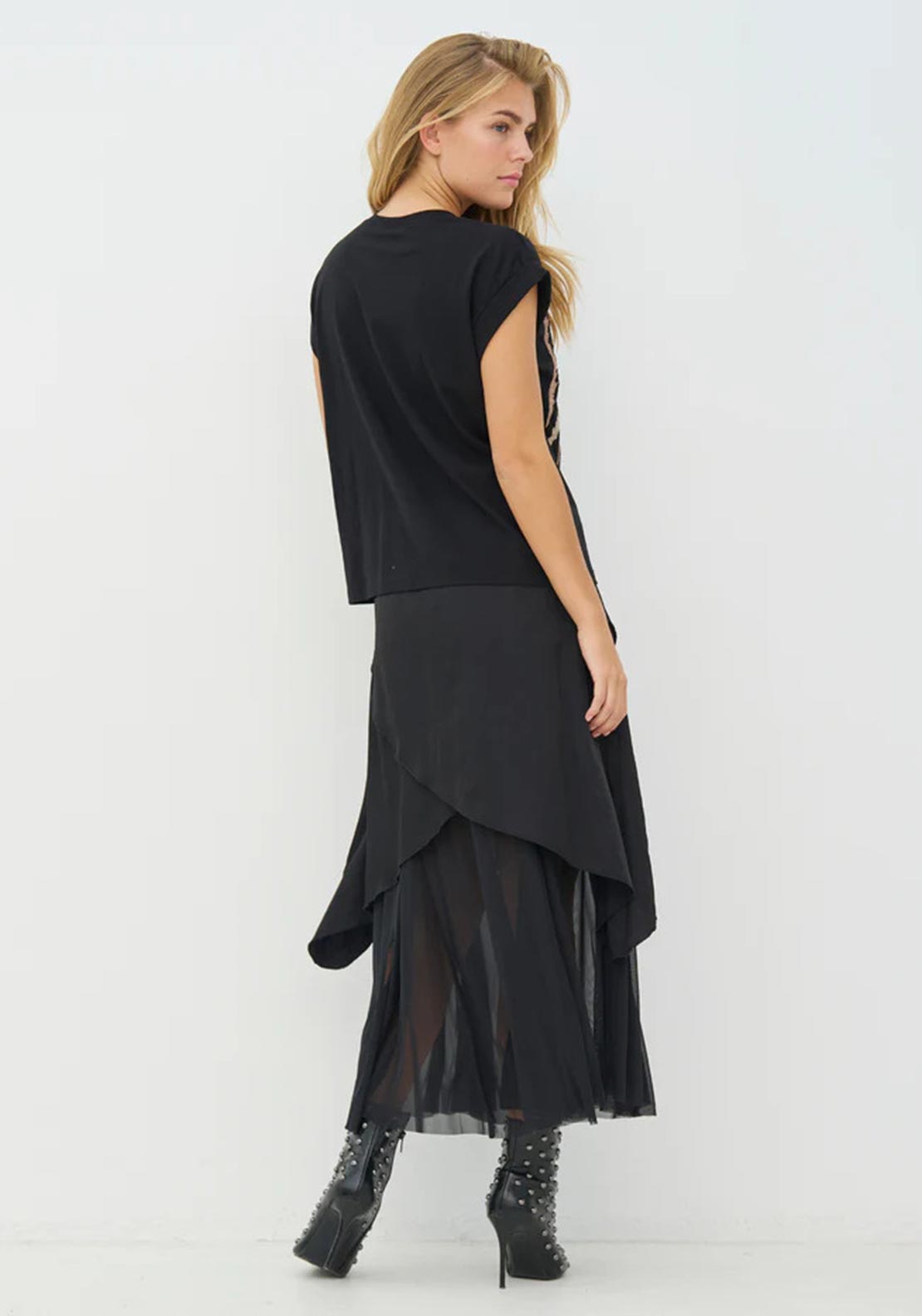 Nu Denmark Sequin and Rhinestone Detail T-Shirt, Black