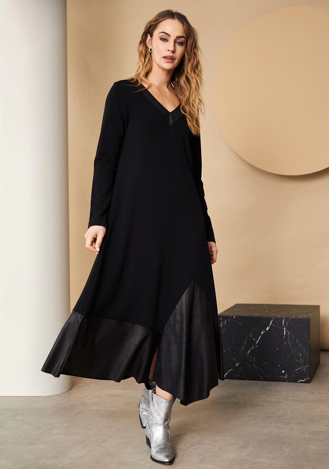 chinese dress ladies Fate: All Your Idea Black Faux Leather Dress – Shop the Mint main image 0