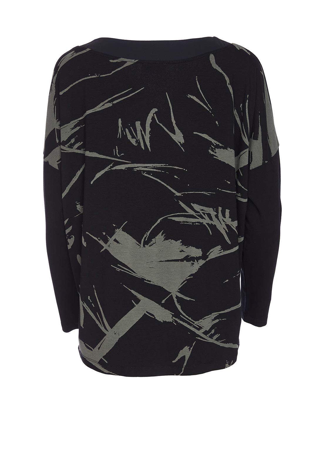 Ora V-Neck Molten Long Sleeve Top, Black