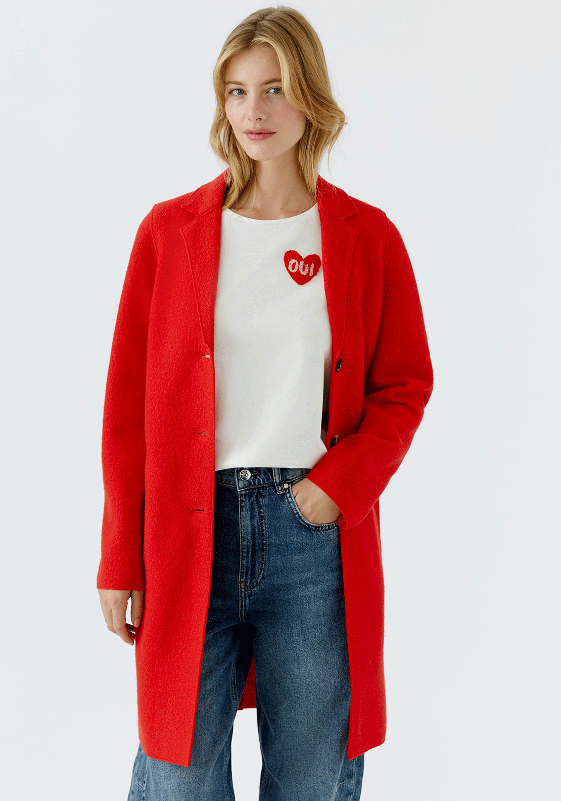 Oui Mayson Wool Coat, High Risk Red