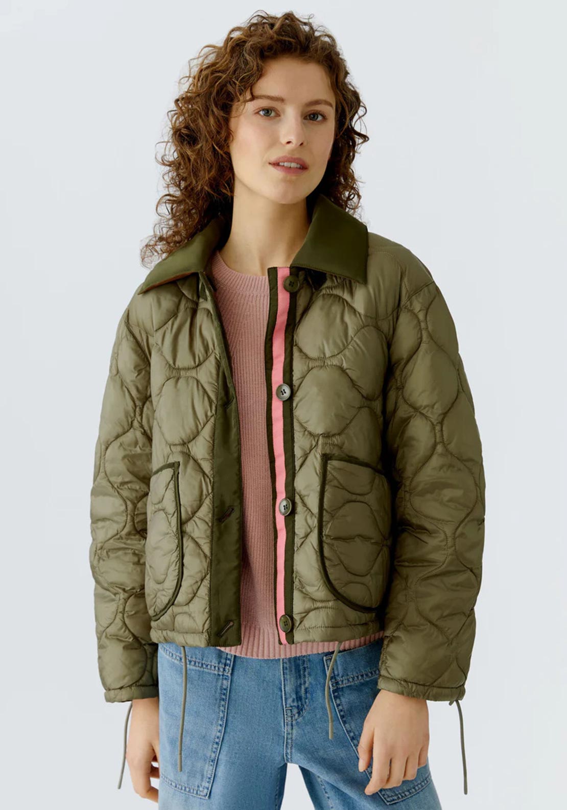 Oui Reversible Outdoor Jacket, Brown/Green