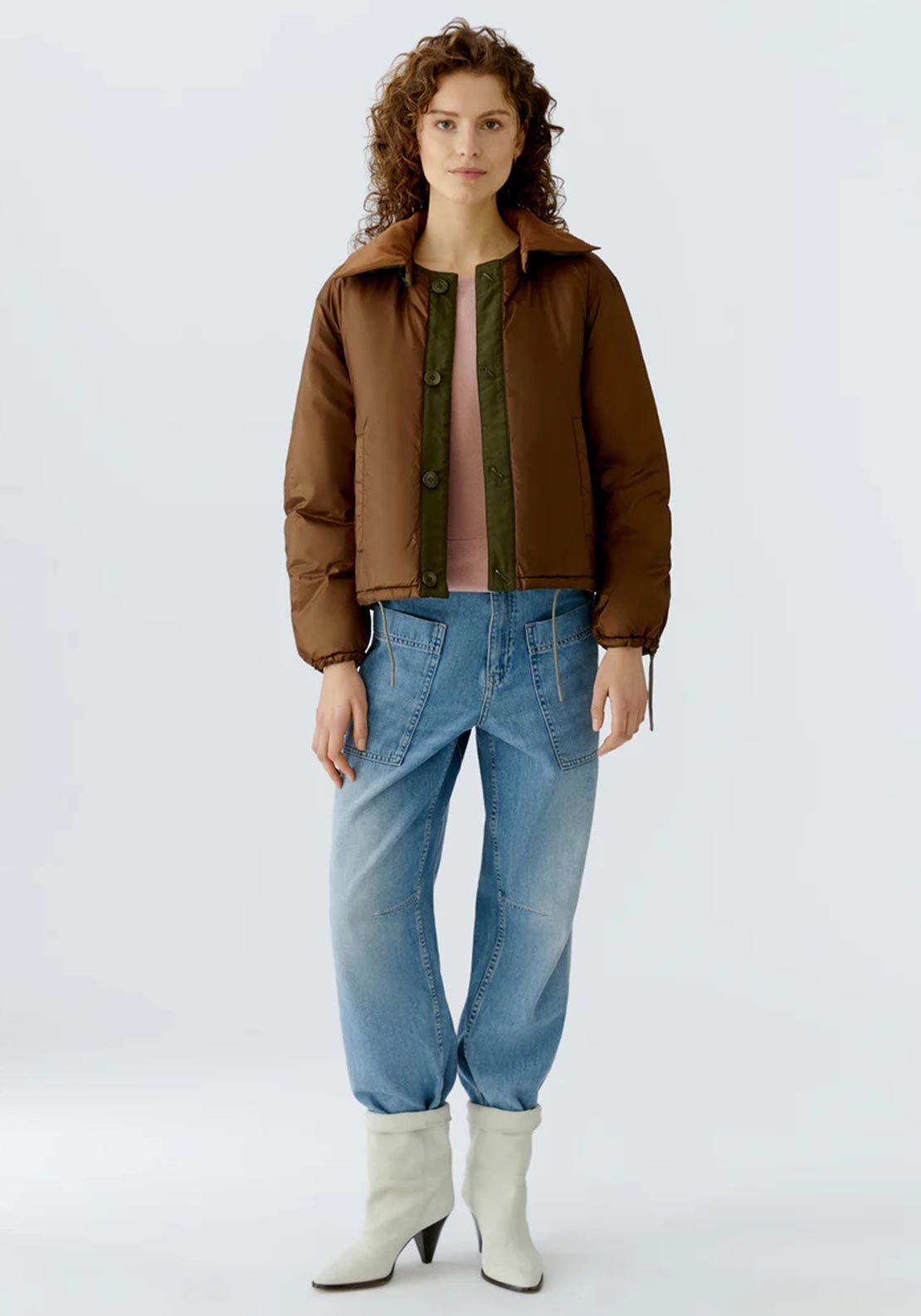 Oui Reversible Outdoor Jacket, Brown/Green