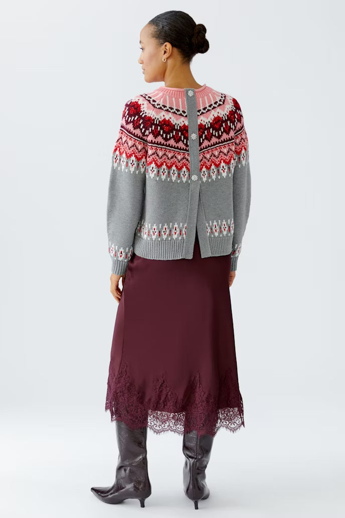 OUI Bright Norwegian Pullover Jumper, Red