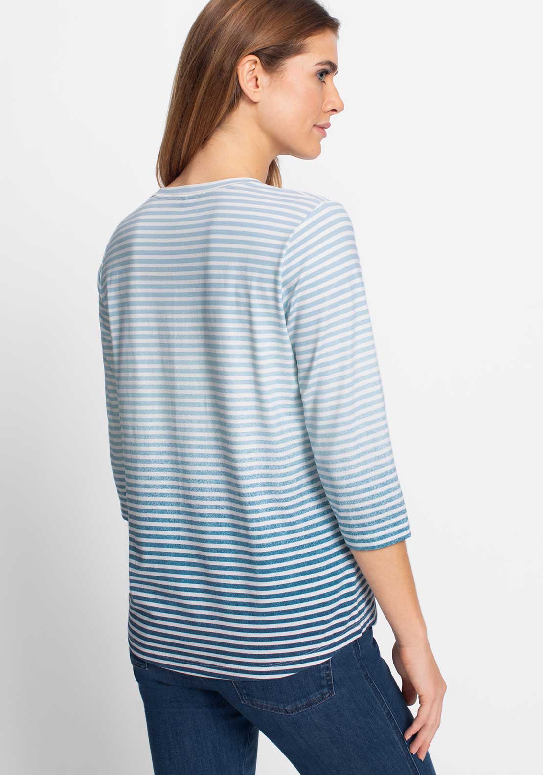 Olsen Hannah Striped Graphic Top, Blue