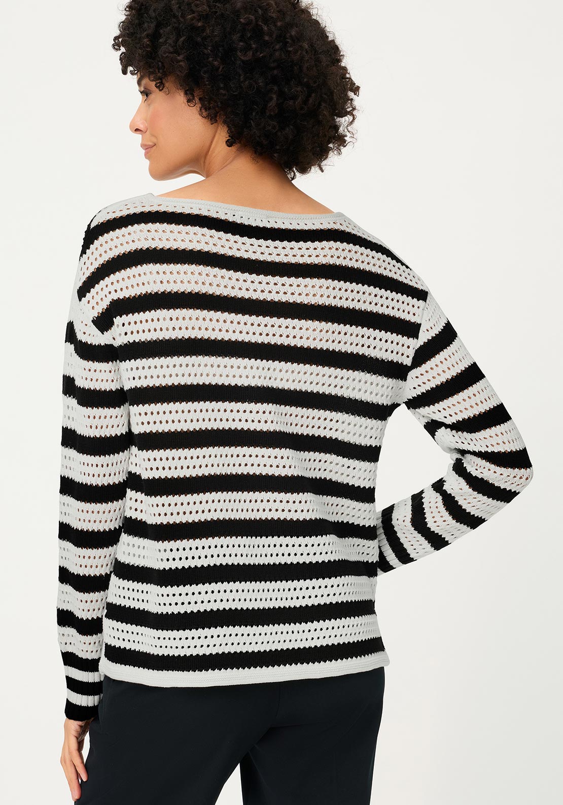 Olsen Wide Knit Striped Jumper, White