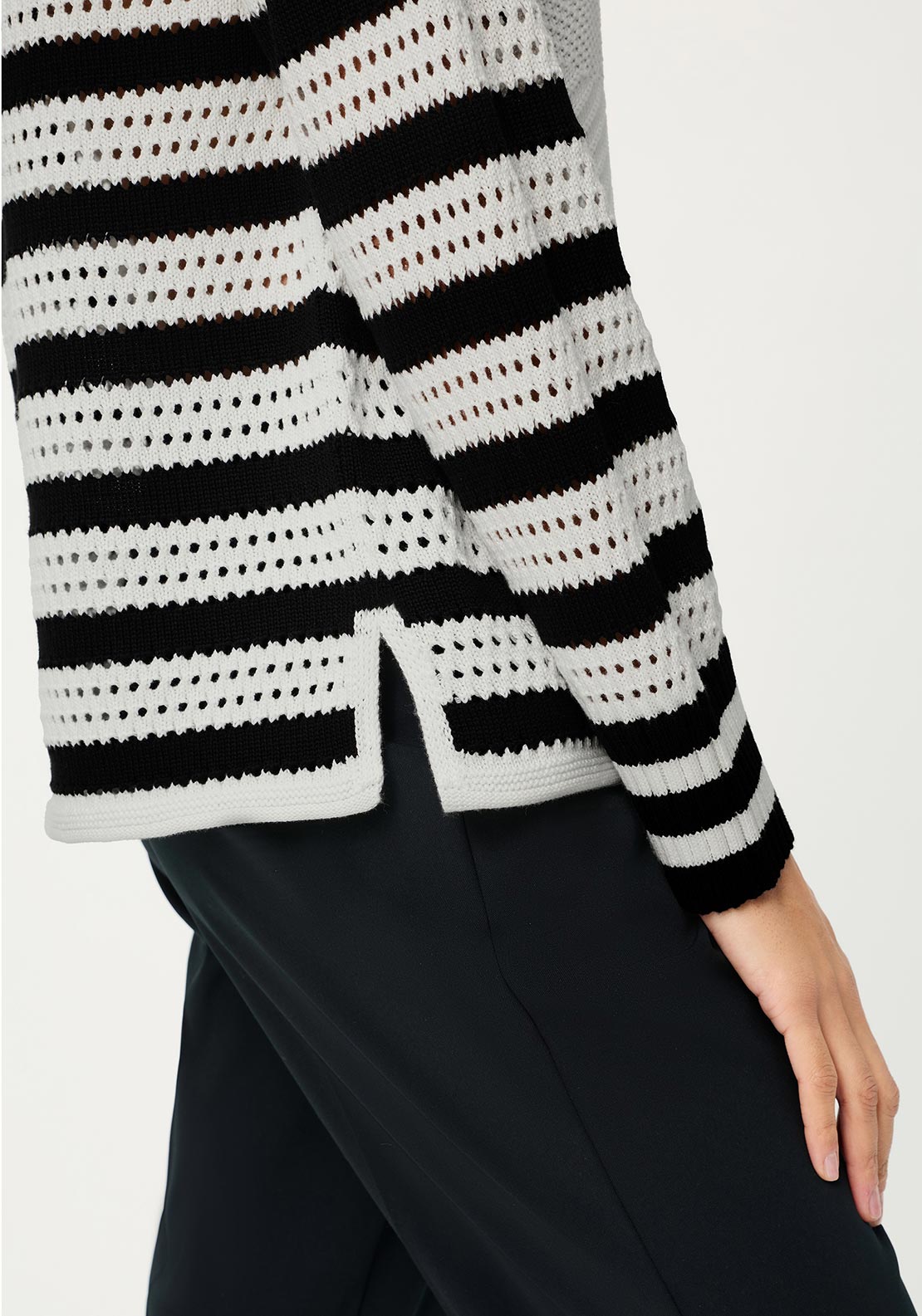 Olsen Wide Knit Striped Jumper, White