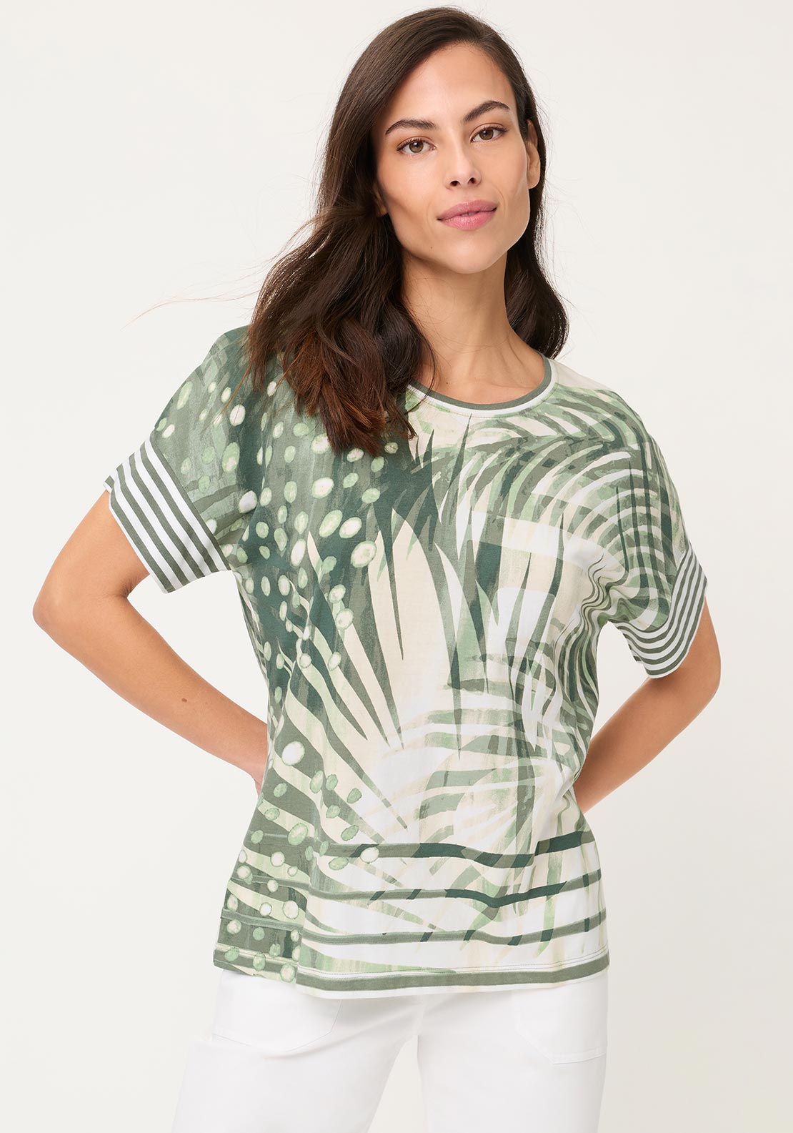 Olsen Neo Safari Patterned T-Shirt, Green