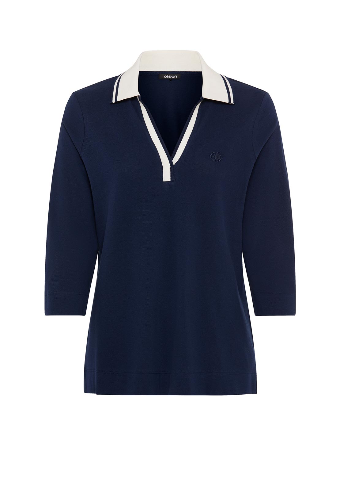 Olsen Long Sleeve Polo Shirt, Navy