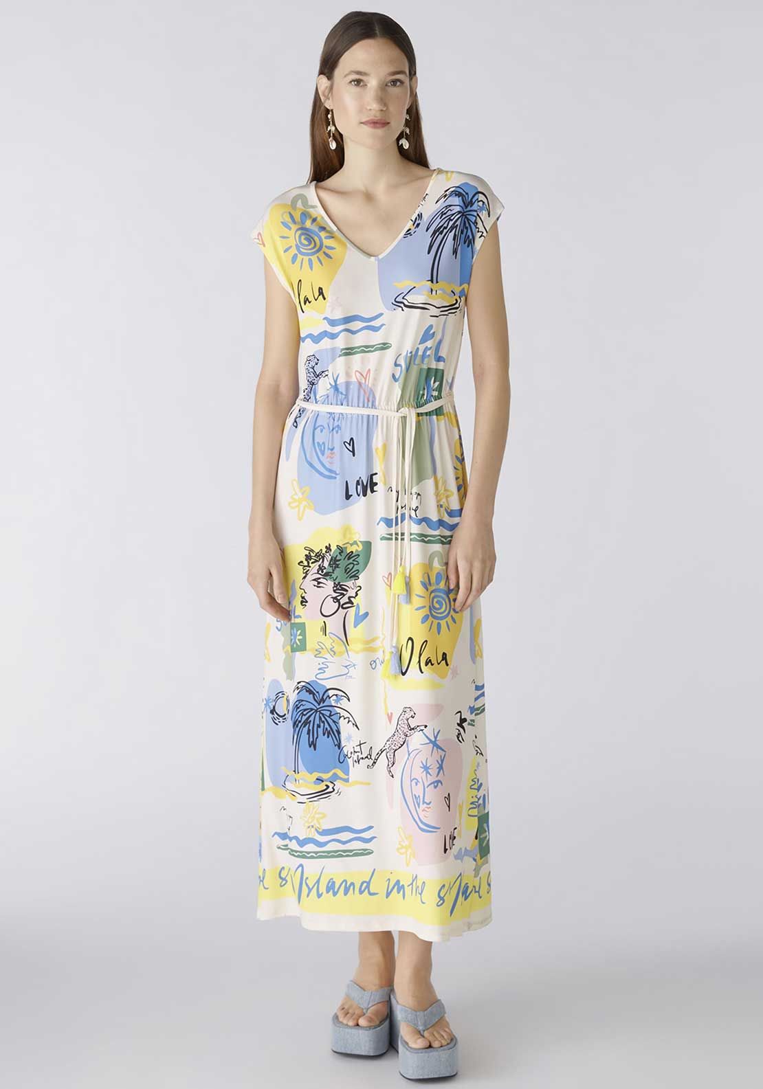 Oui Midi Length Dress in Atelier Azur Print  78540 541 main image 1