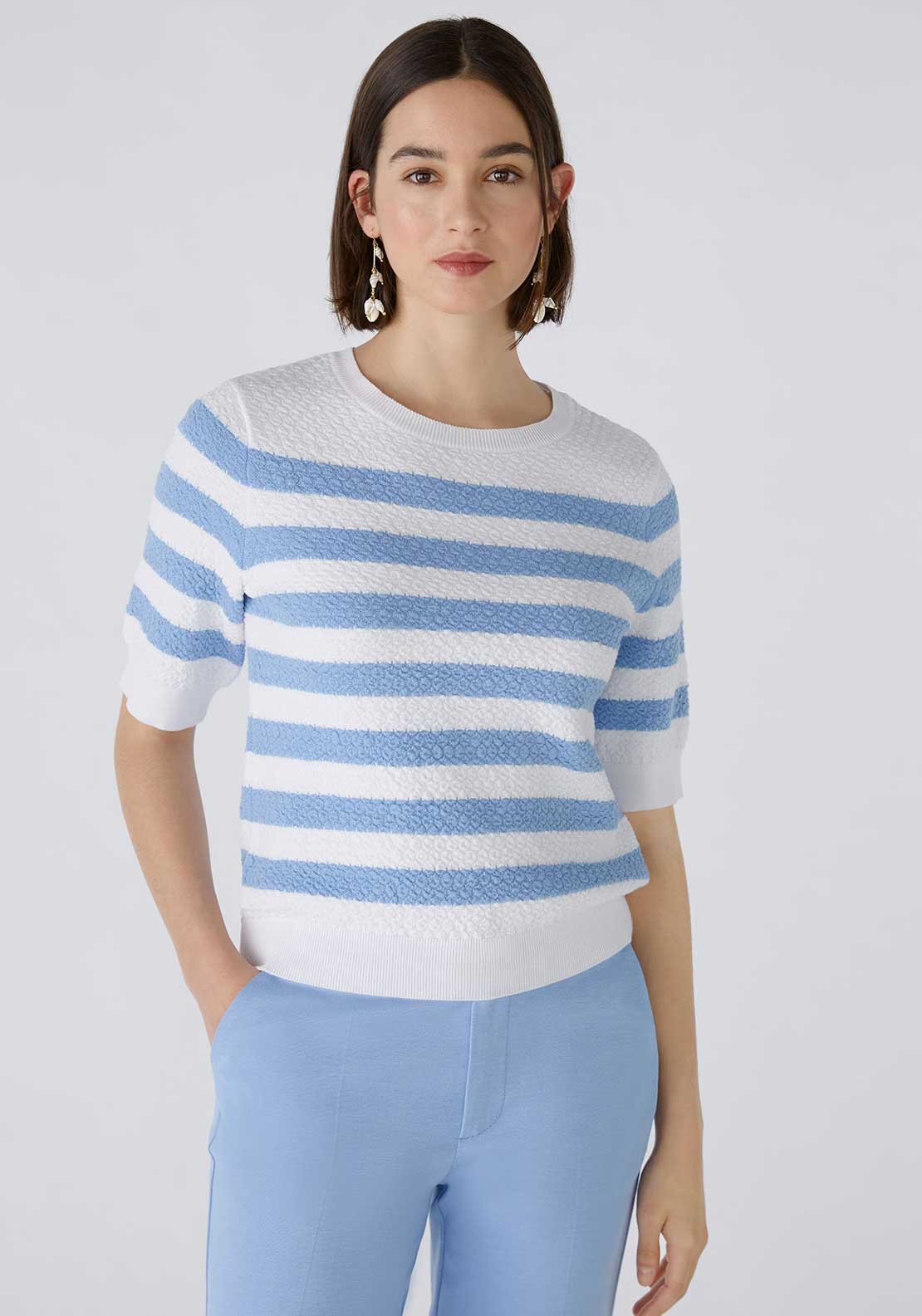 Oui T Soft Blue Knitted Jumper 77192 5082 main image 1