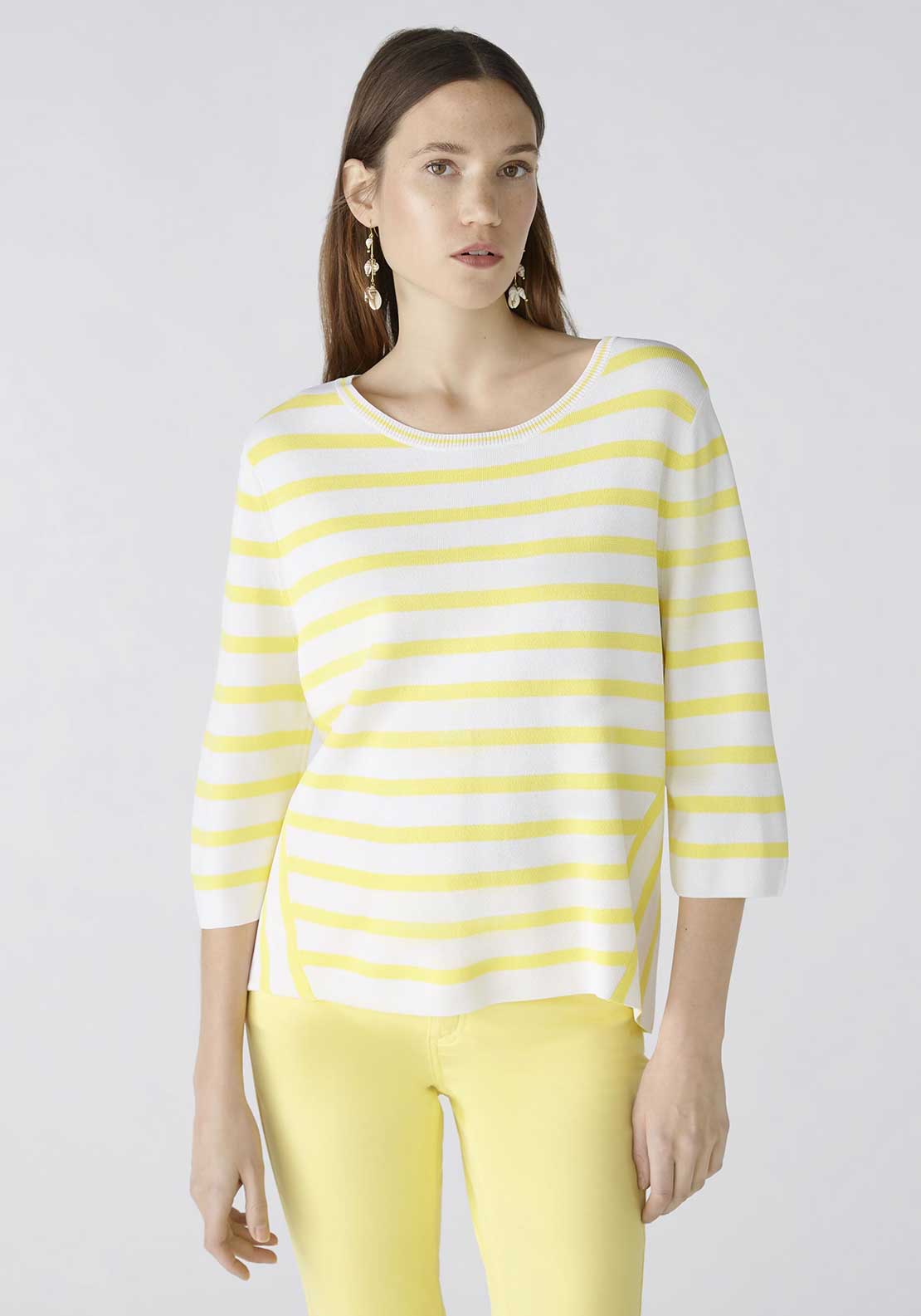 Oui Lightweight Striped Sweater, Yellow White McElhinneys