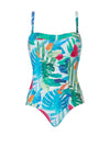 Pastunette Beach Tropical Print Swimsuit with Detachable Straps, Green Multi