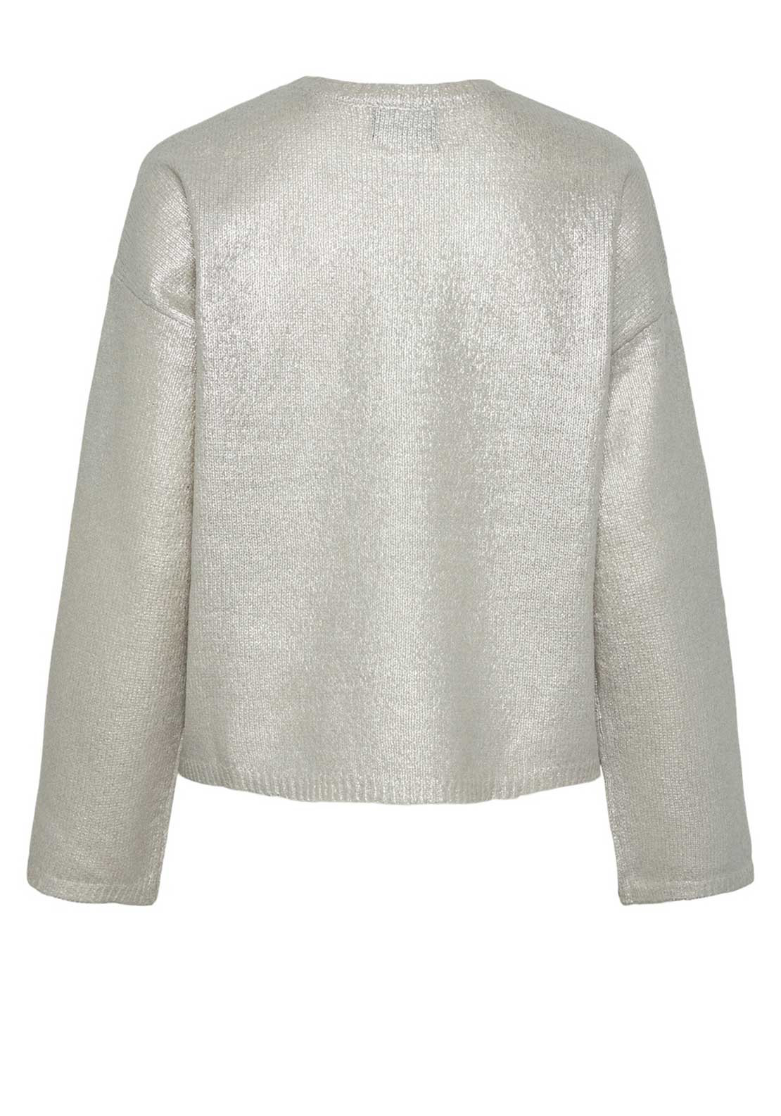 Pieces Roi Round Neck Metallic Jumper, Light Gold