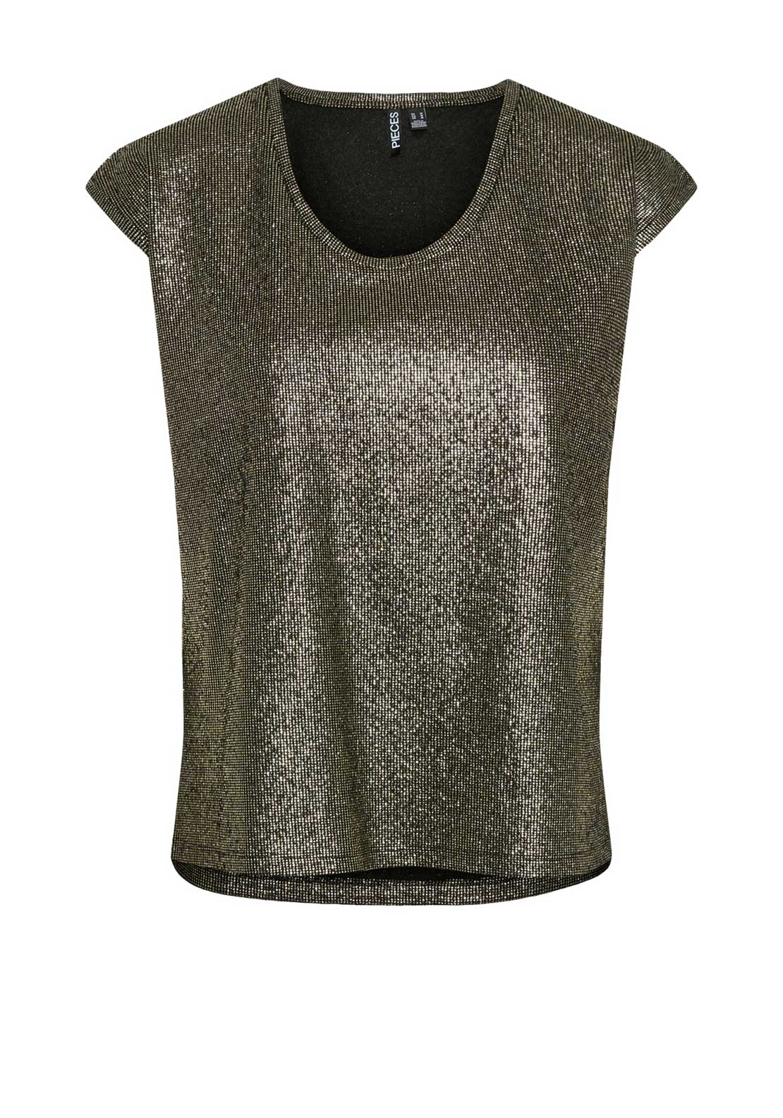 Pieces Nilana Metallic T Shirt, Gold