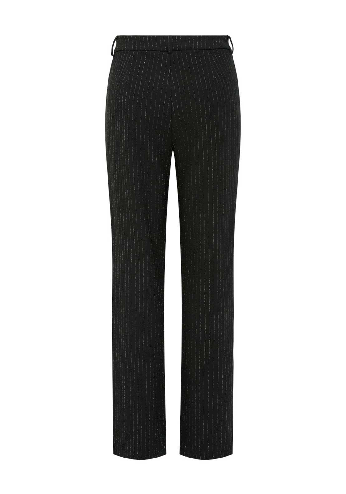 Pieces Parker Silver Pinstripe Wide Leg Trousers, Black