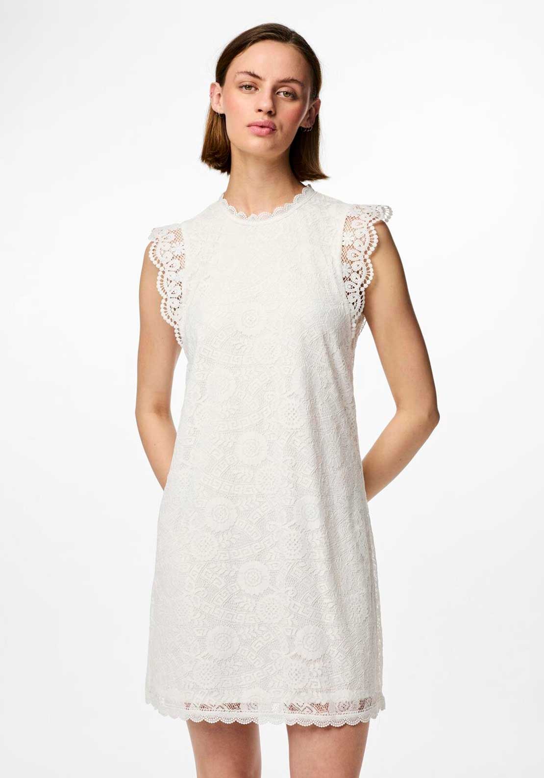 colline mini dress Pieces Colline Lace Mini Dress, Cloud Dancer
