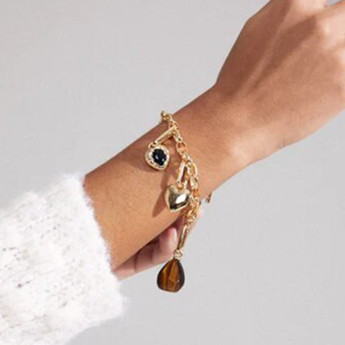 Pilgrim Charm Tiger Eye Pendant, Gold