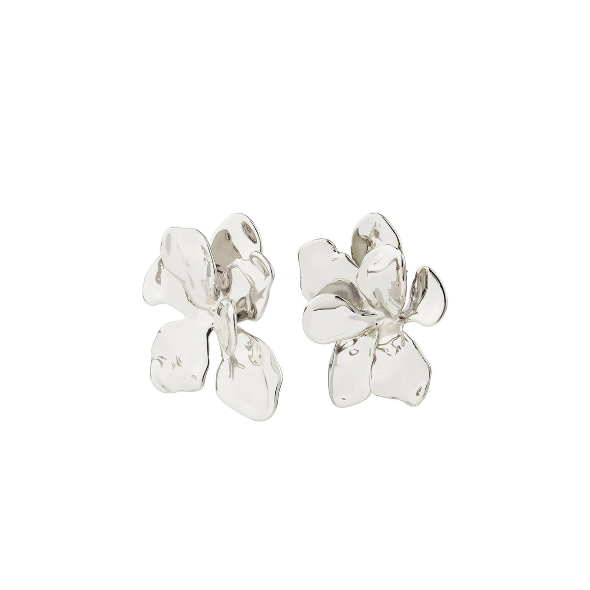 Pilgrim Halen Floral Statement Earrings, Silver