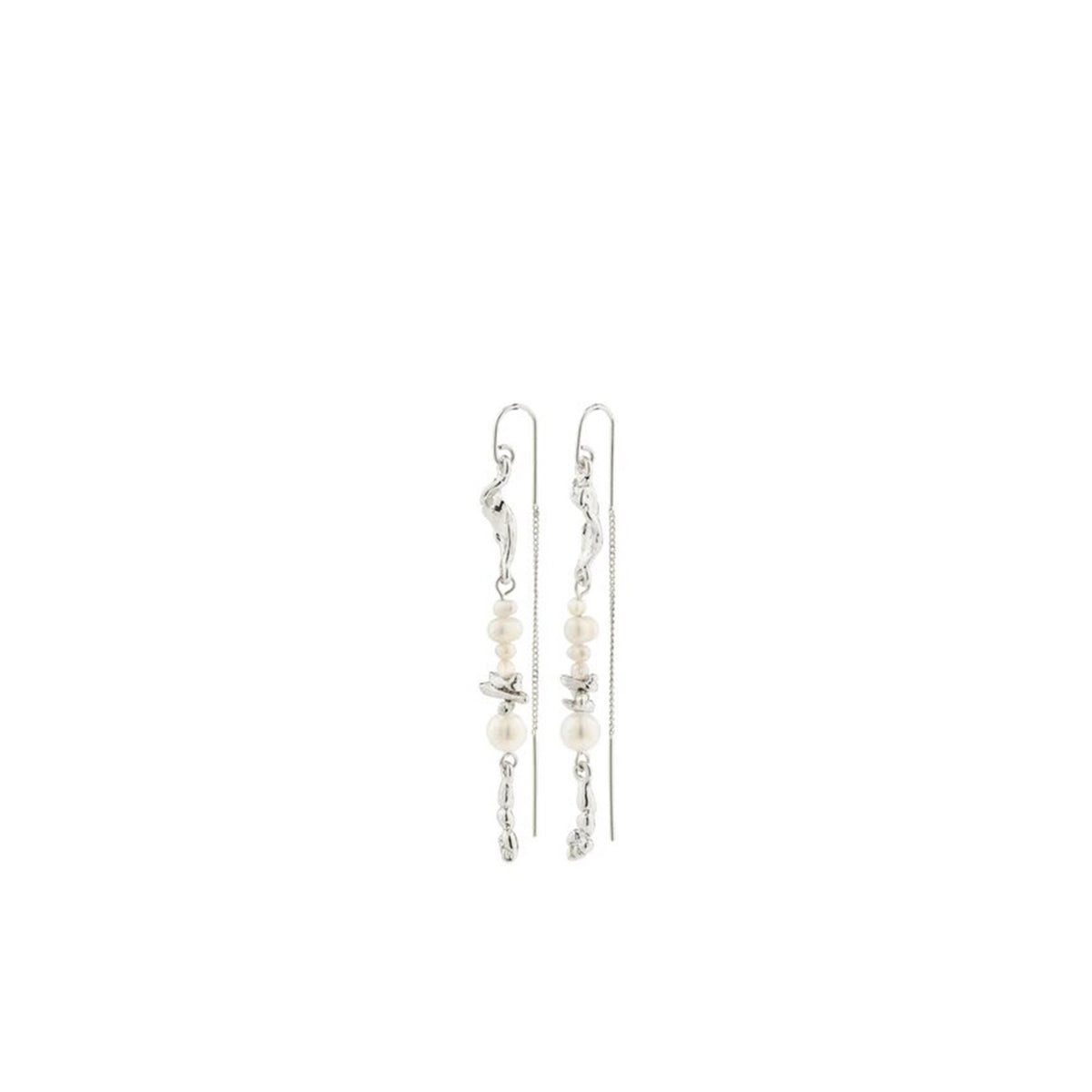 Pilgrim Intent Chain Drop Earrings, Silver