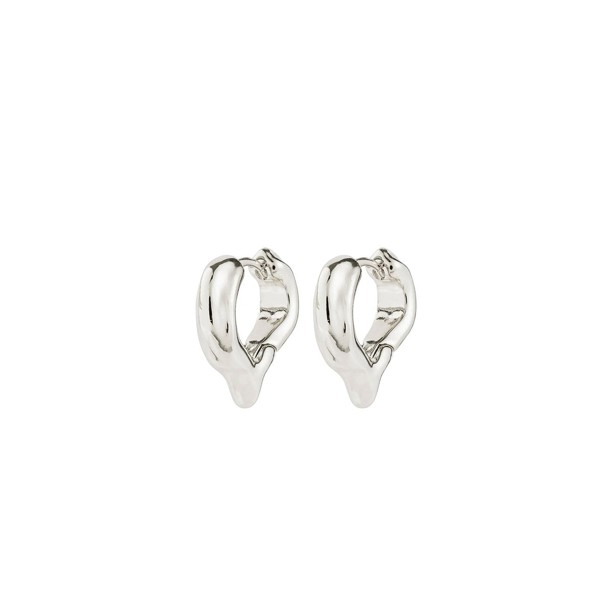 Pilgrim Iris Heart Hoop Earrings, Silver